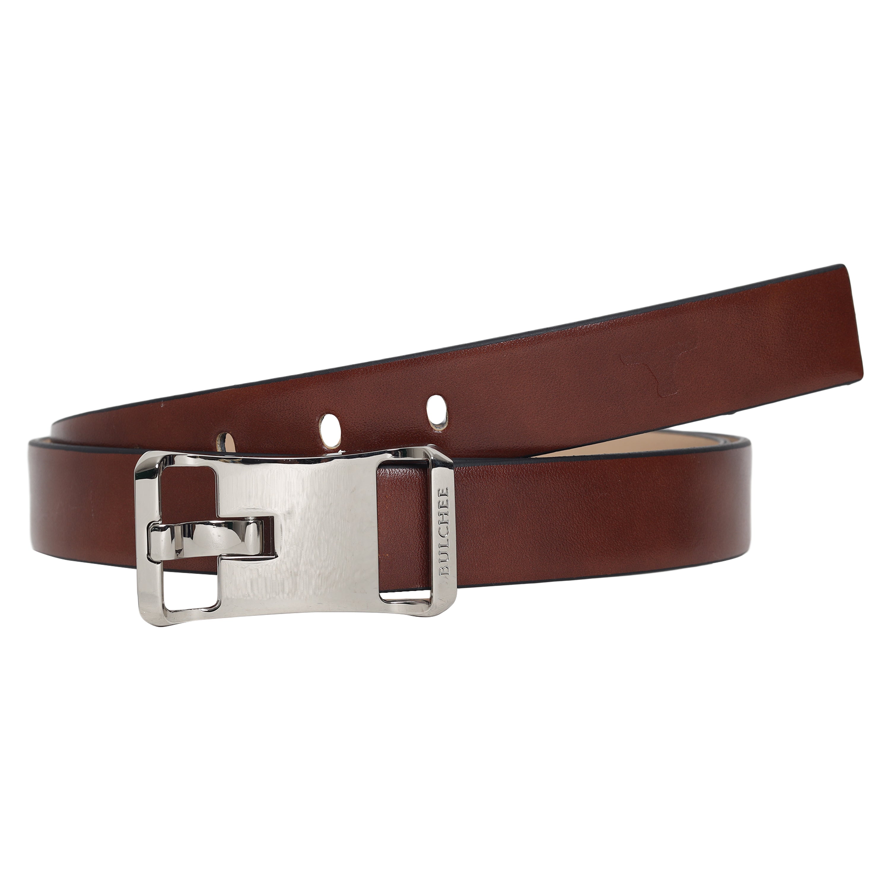 Bulchee Men's Italian Leather Shiny Buckle Belt (Formal, Tan) Chino BUL2204B