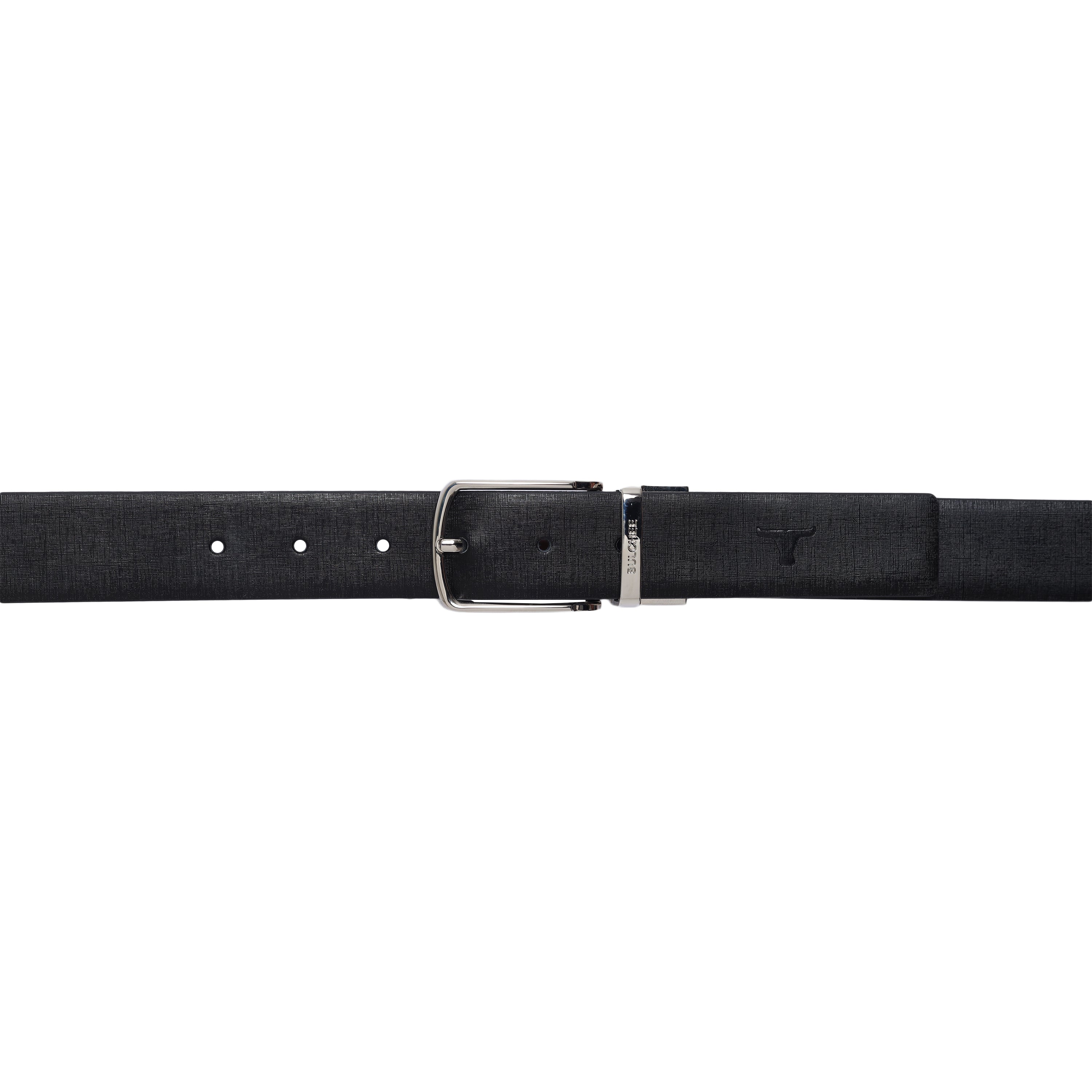 Bulchee Men's Genuine Leather Reversible Buckle Belt (Formal, Black/Tan) BUL2205B