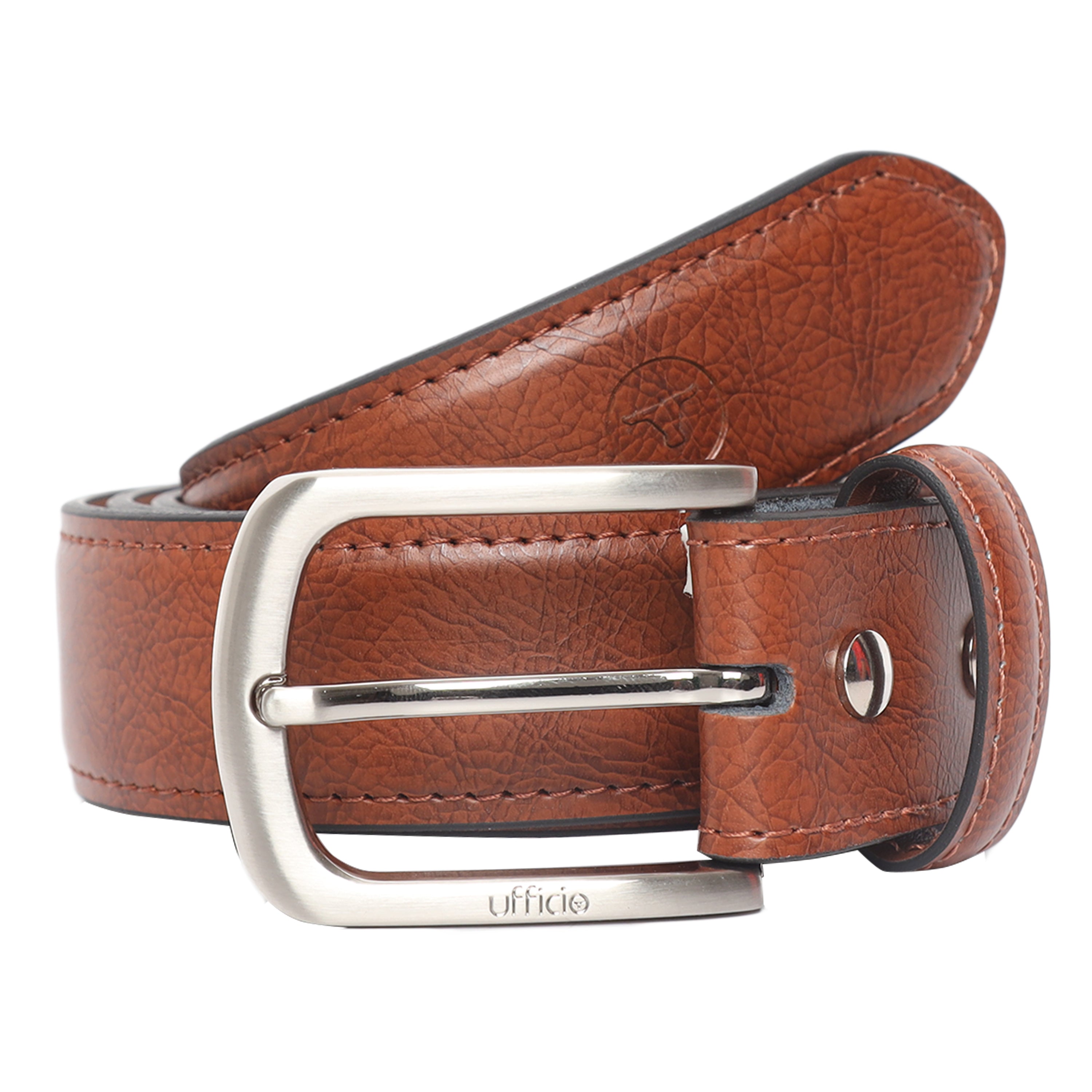Ufficio Men's Double Color Genuine Leather Belt (Casual, Tan)