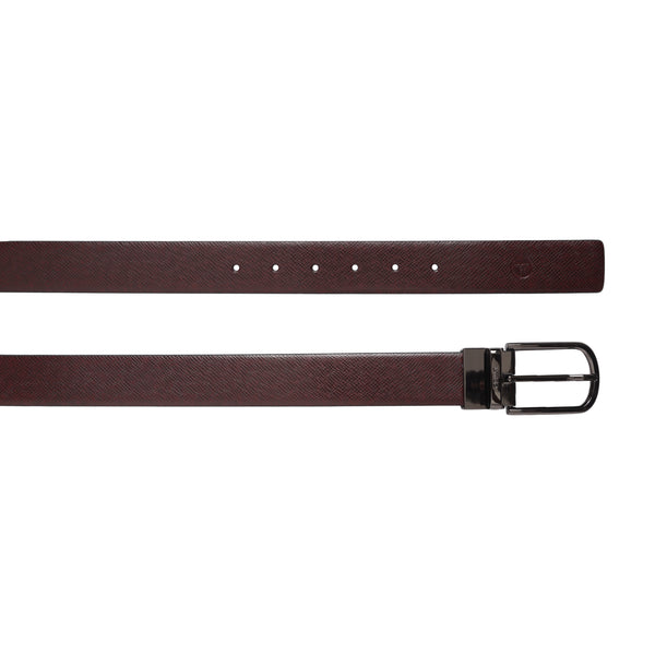Ufficio Men's Reversible Prong Leather Belt (Formal, Burgundy/Black)