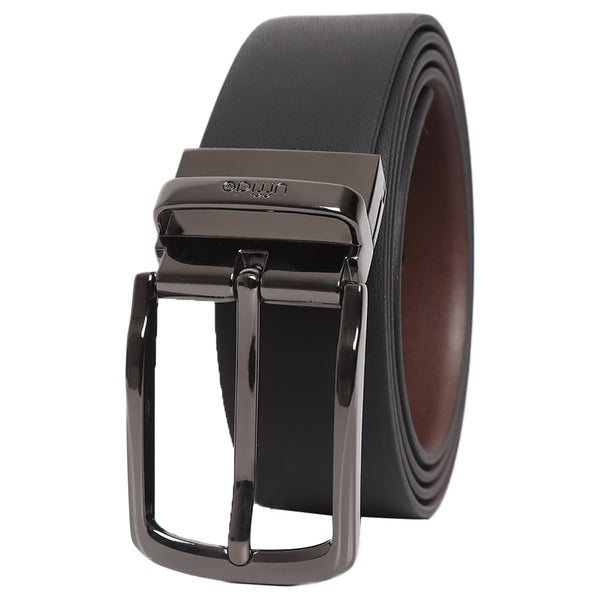 Ufficio Men's Reversible Prong Leather Belt (Formal, Black/Brown)