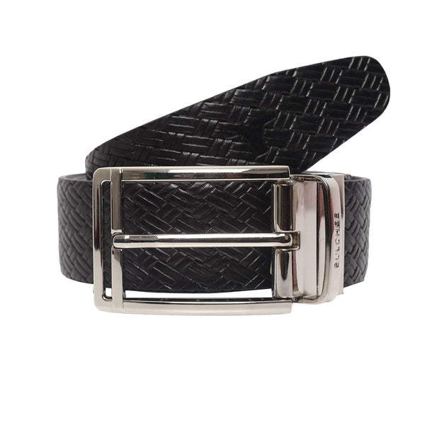Bulchee Men's Genuine Leather Embossed Reversible Belt (Formal, Black/Burgundy) BUL2208B