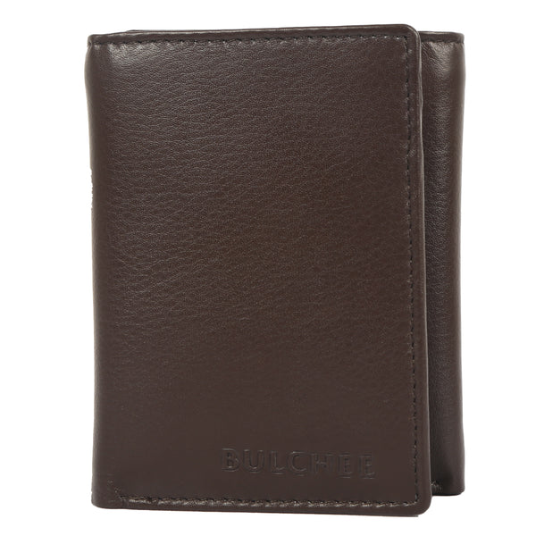 Bulchee Men Brown Trifold Leather Wallet