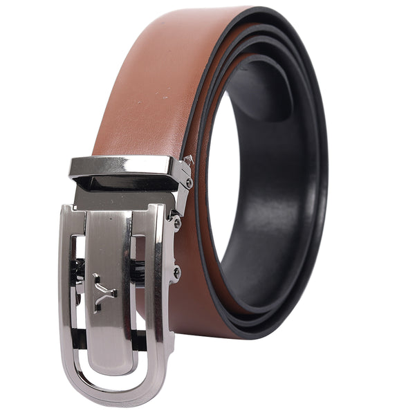 Bulchee Men's Genuine Leather Reversible Auto Lock Belt (Formal, Tan/Black) BUL2220B