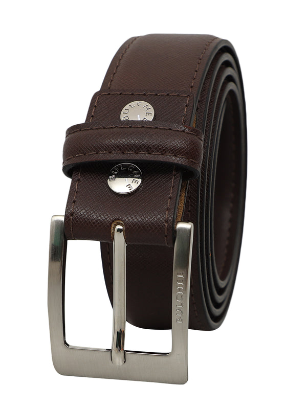 Bulchee Premium Collections Men's Italian Leather and Brass Buckle Belt | Padded Chino | Brown | BISG2106B