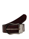 Bulchee Premium Collections Men's Italian Leather and Brass Buckle Belt | Reversible Prong | Burgandey/Black | BISG2107B