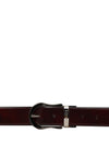 Bulchee Premium Collections Men's Italian Leather and Brass Buckle Belt | Reversible Prong | Burgandey/Black | BISG2107B