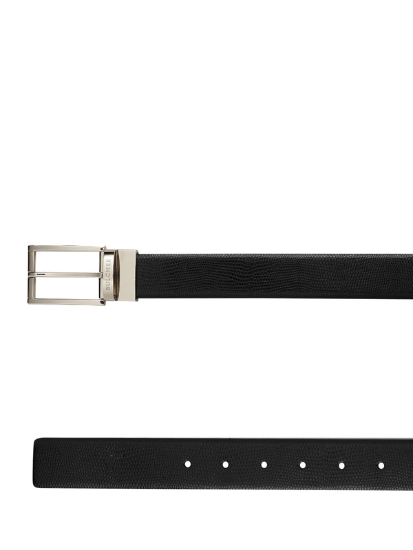 Bulchee Premium Collections Men's Italian Leather and Brass Buckle Belt | Reversible Prong | Black/Brown | BISG2108B