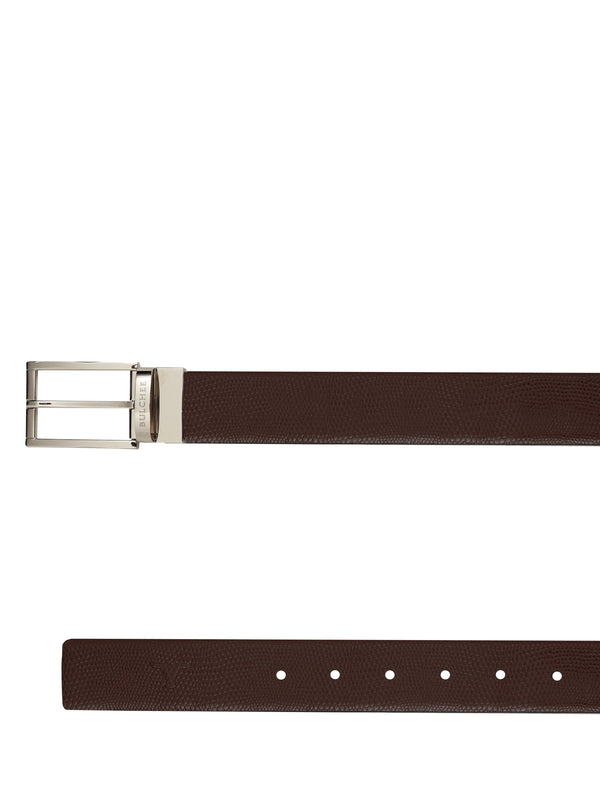 Bulchee Premium Collections Men's Italian Leather and Brass Buckle Belt | Reversible Prong | Black/Brown | BISG2108B