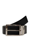 Bulchee Premium Collections Men's Italian Leather and Brass Buckle Belt | Reversible Prong | Black/Brown | BISG2108B