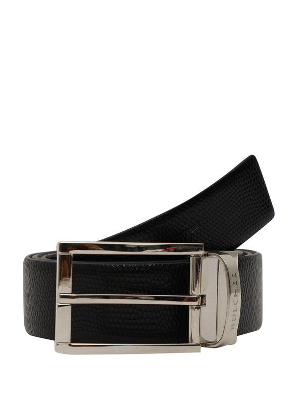 Bulchee Premium Collections Men's Italian Leather and Brass Buckle Belt | Reversible Prong | Black/Brown | BISG2108B