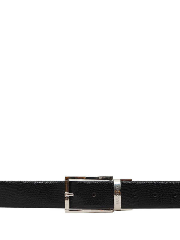 Bulchee Premium Collections Men's Italian Leather and Brass Buckle Belt | Reversible Prong | Black/Brown | BISG2108B