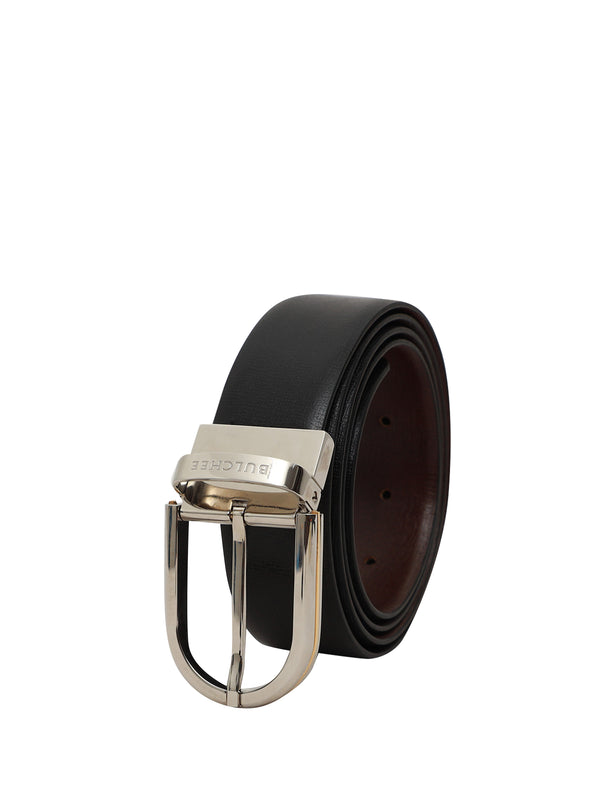 Bulchee Premium Collections Men's Italian Leather and Brass Buckle Belt | Reversible Prong | Black/Brown | BISG2109B