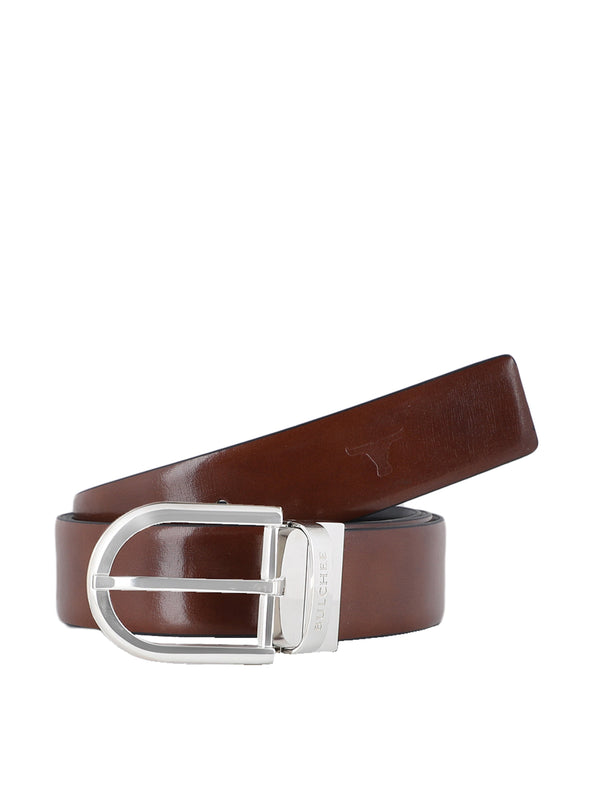 Bulchee Exclusive Insignia Collection Men's Genuine Leather Belt | Reversible Prong | Tan