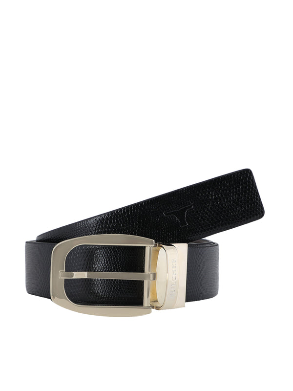Bulchee Exclusive Collection Men's Genuine Leather Belt | Reversible Prong | Black