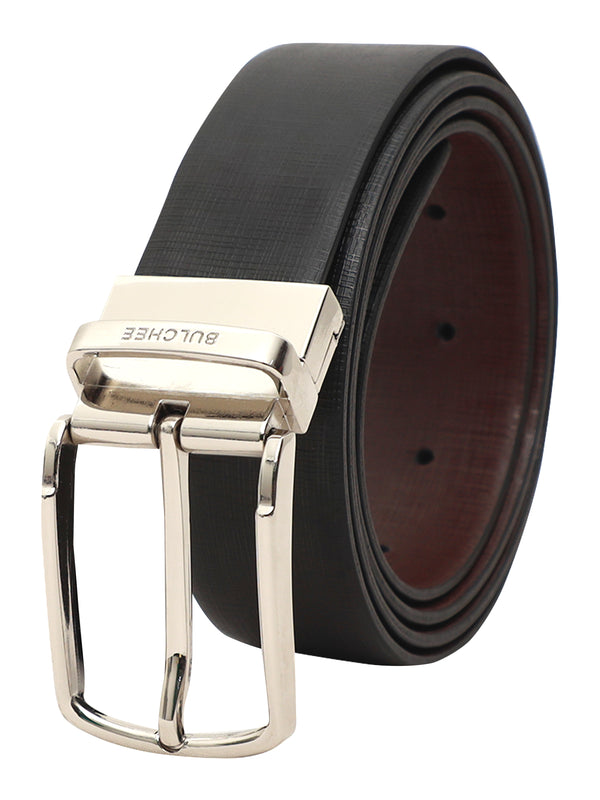 Bulchee Premium Collections Men's Genuine Leather Belt | Reversible Prong | Black/Brown | BUL2105B