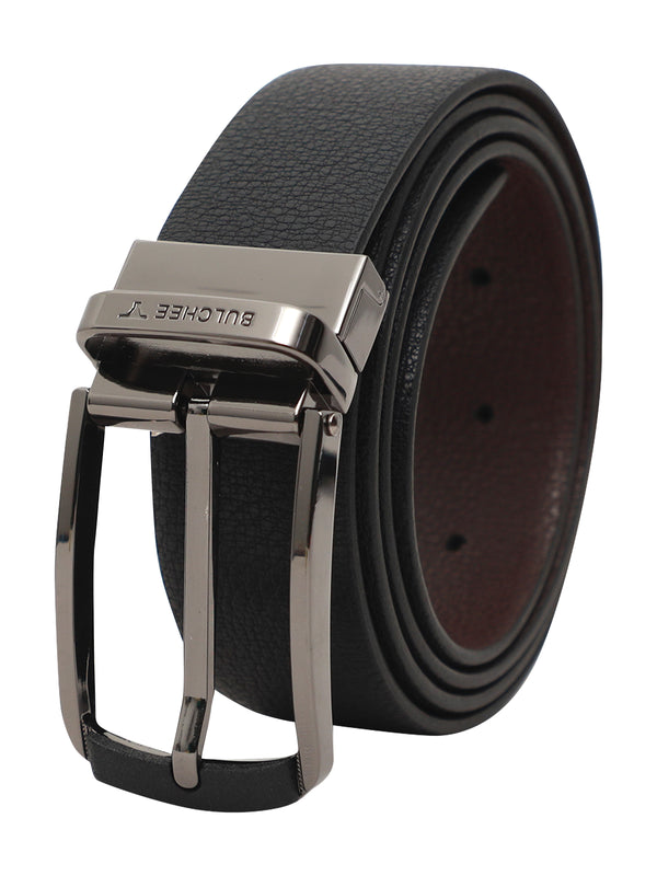 Bulchee Premium Collections Men's Genuine Leather Belt | Reversible Prong | Black/Brown | BUL2106B