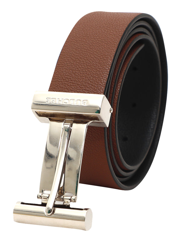 Bulchee Premium Collections Men's Genuine Leather Belt | Reversible Prong|Tan/Black