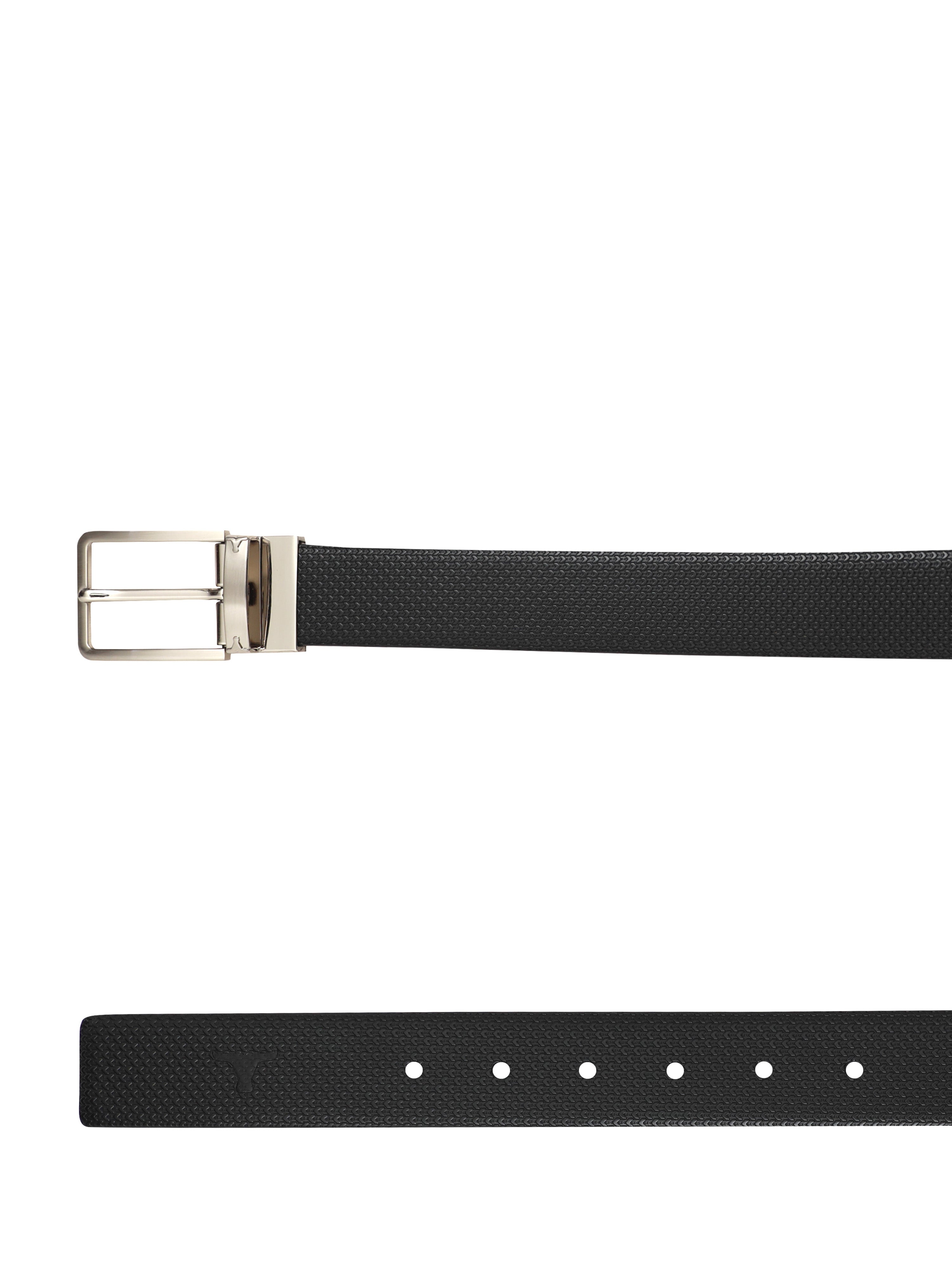 Bulchee Premium Collections Men's Genuine Leather Belt | Reversible Prong | Black/Black