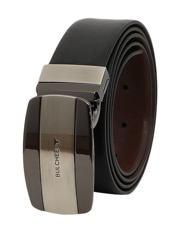 Bulchee Premium Collections Men's Genuine Leather Belt | Reversible Flat | Black/Brown | BUL2120B