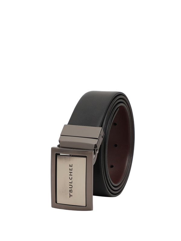 Bulchee Men's Genuine Leather Belt | Reversible Flat | Black/Brown | BUL2121B