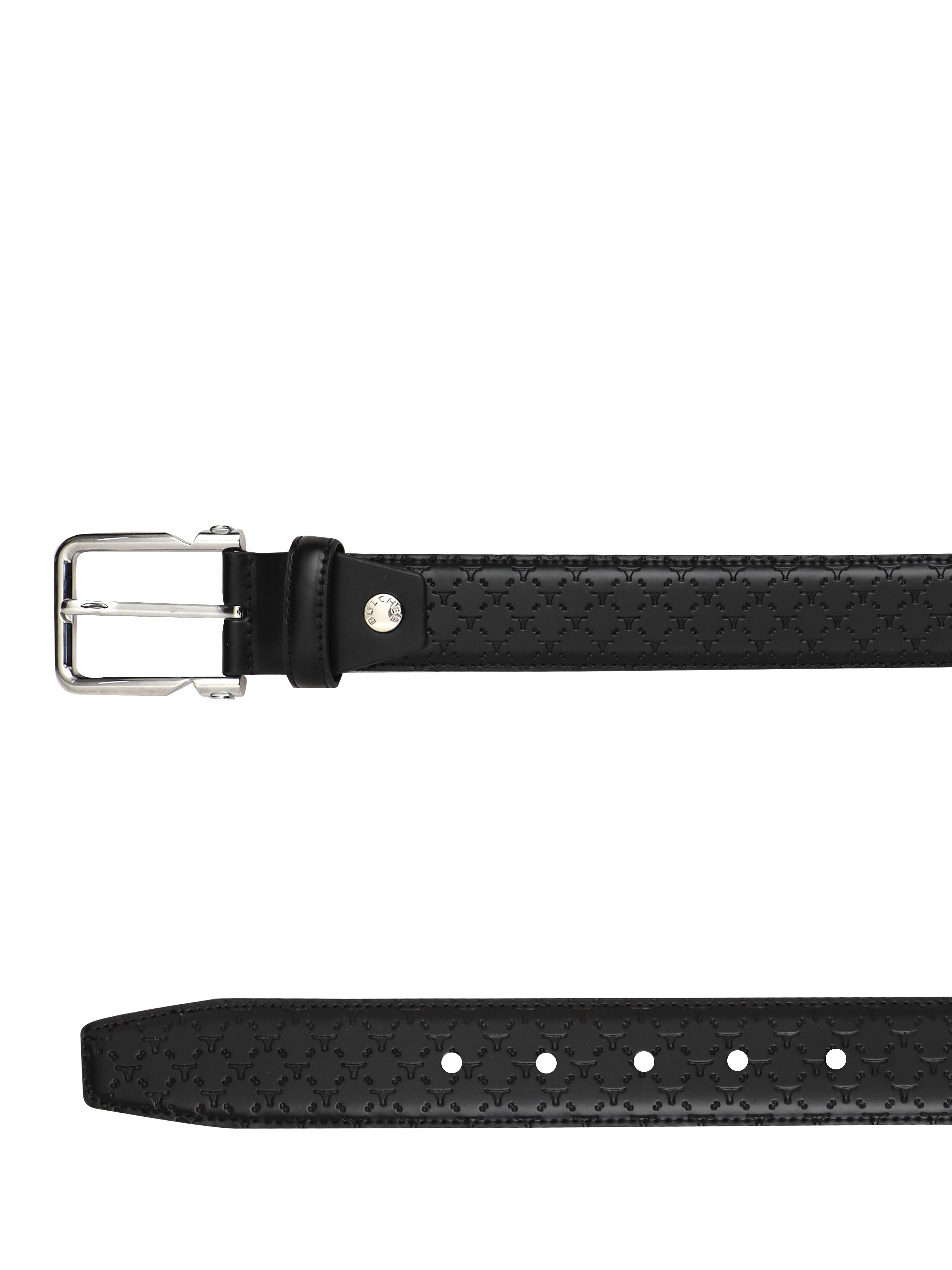 Bulchee Men's Casual  Genuine Leather Belt | Monogram Belt | Black | BUL2158B