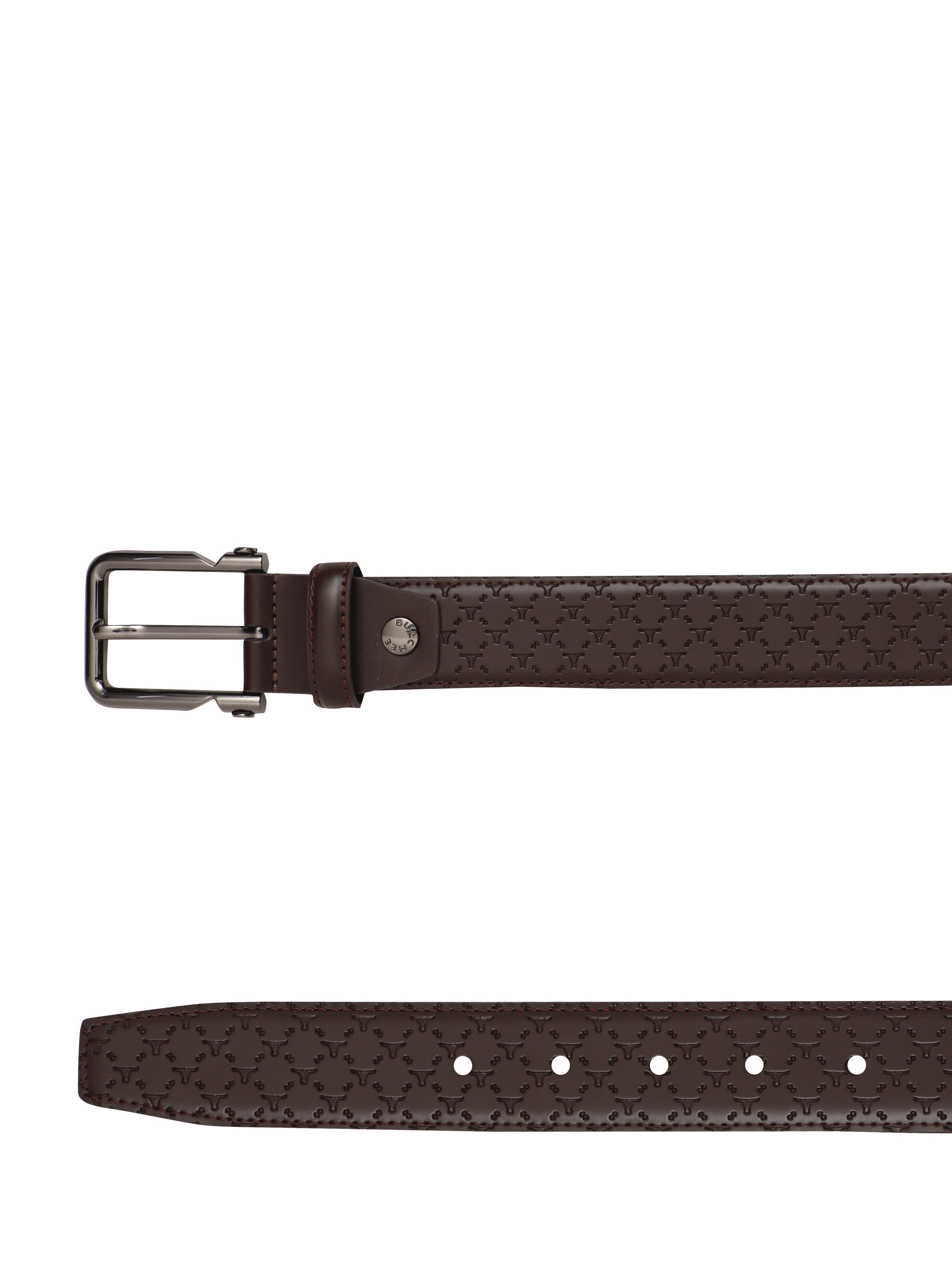 Bulchee Premium Collections Men's Genuine Leather Belt | Monogram Belt | Brown