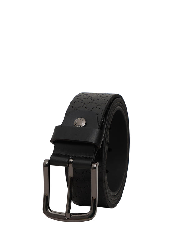 Bulchee Premium Collections Men's Genuine Leather Belt | Monogram Belt | Black
