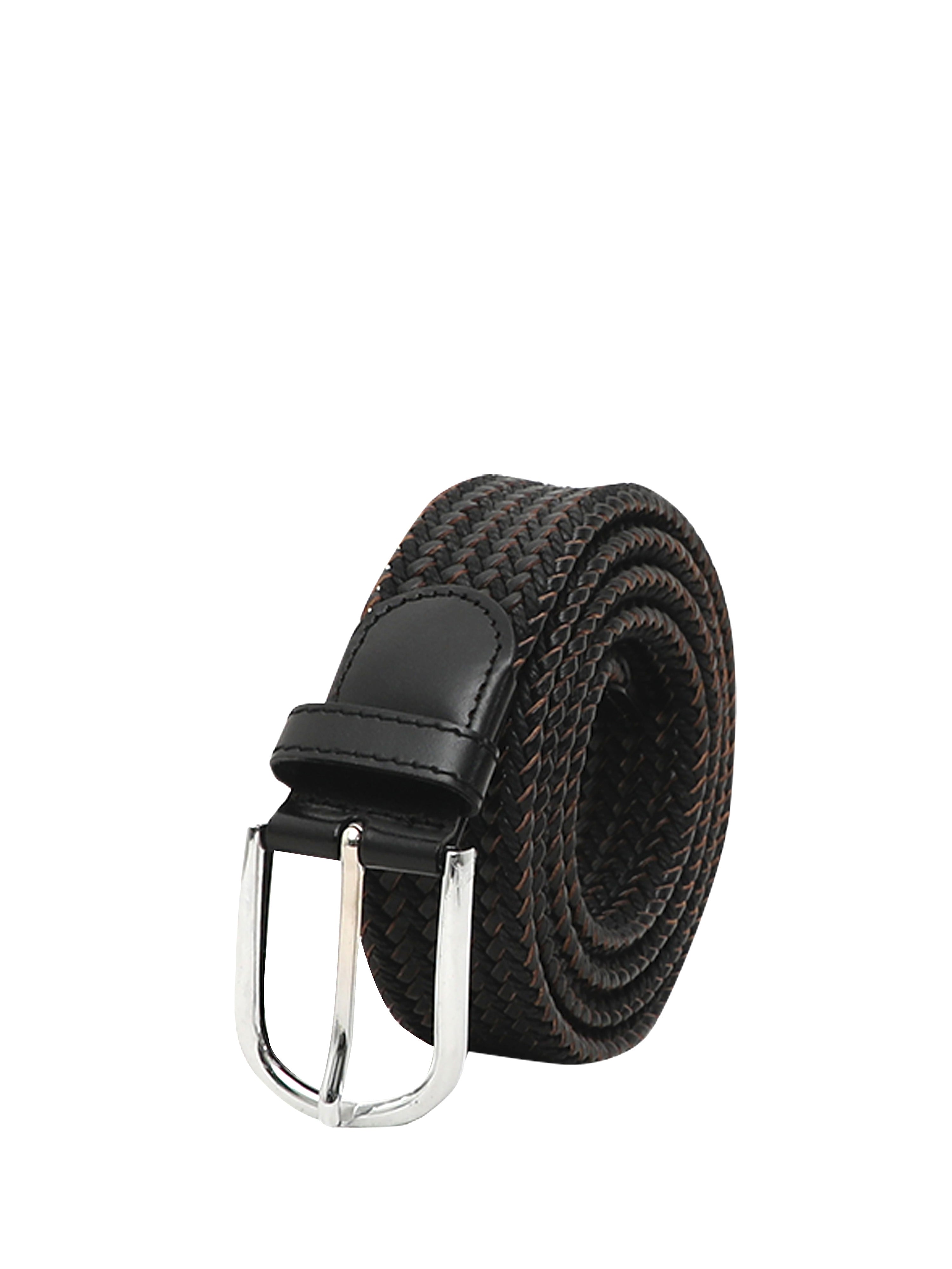 Bulchee Premium Collections Men's Genuine Leather Belt | Webbing Belt | Black/Tan | BUL2186B