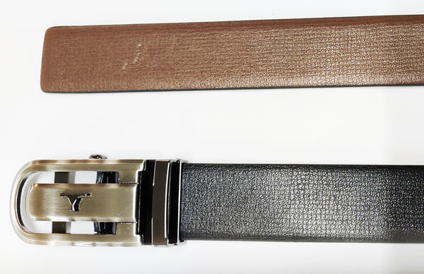 Bulchee Men's Genuine Leather Belt | Reversible Auto Lock | Black/Brown | BUL2024B