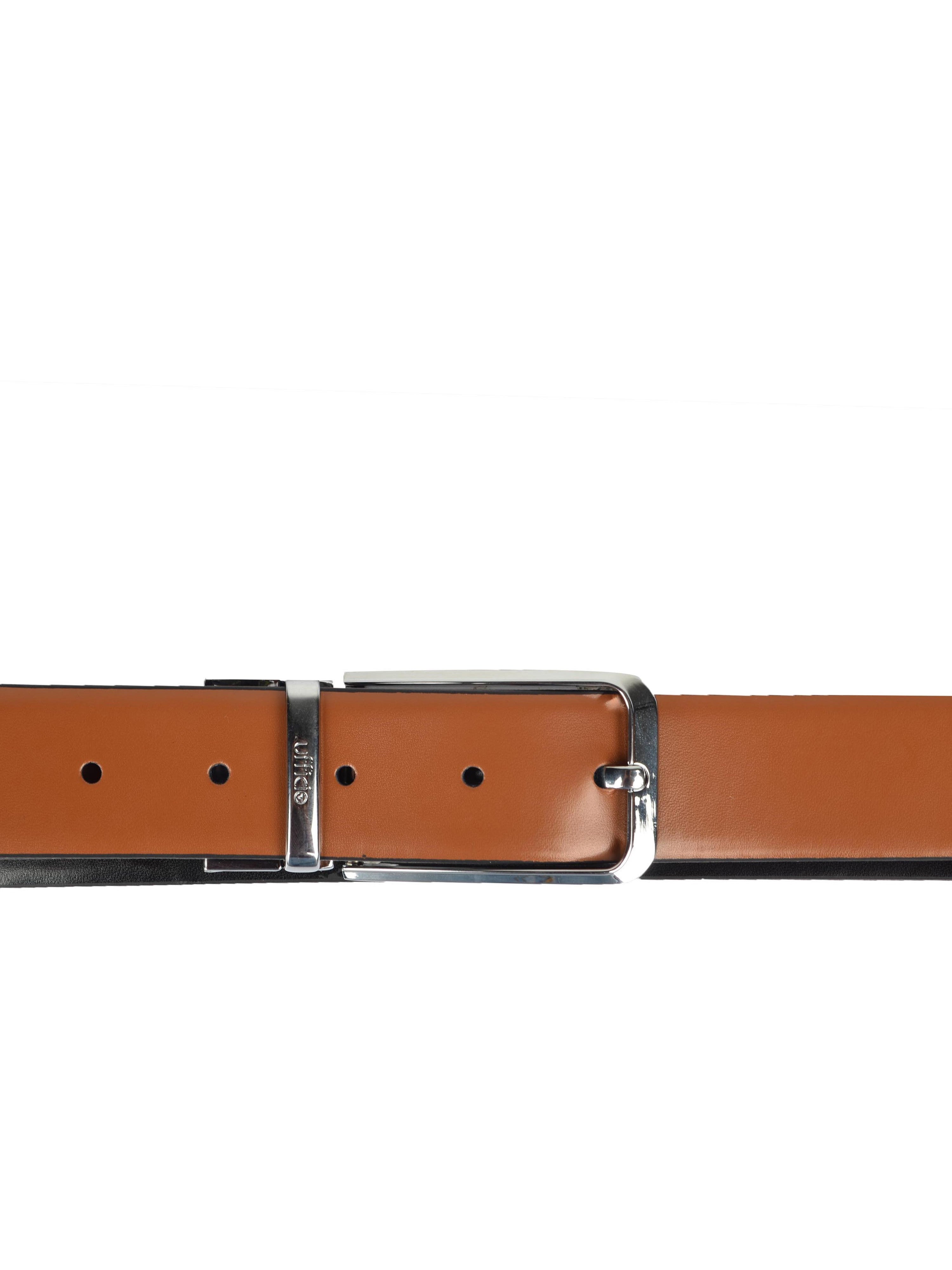 Ufficio Men's Genuine Leather Belt | Reversible Prong | Black UFF2005B